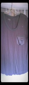 Grey T with chain neckline, fancy